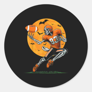 Sticker Rond Football Américain Squelette Garçons Halloween Foo