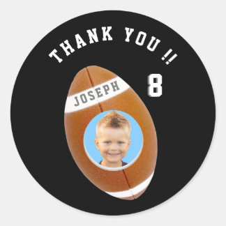 Sticker Rond Football Anniversaire Custom Photo Merci