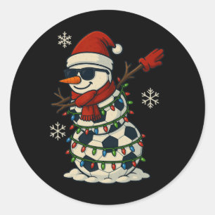 Sticker Rond Football Boules Bonhomme de neige Dabbing Noël Drô