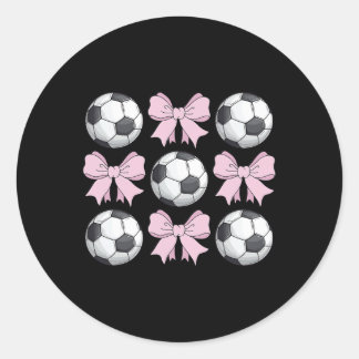Sticker Rond Football Coquette Arc Graphique de Football Mignon