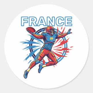 Sticker Rond Football de France Quart-arrière Dynamique Art Pat