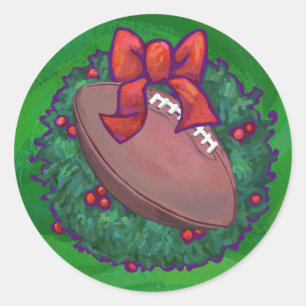 Sticker Rond Football en couronne de Noël sur vert