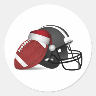 Sticker Rond Football Et Casque De Noël