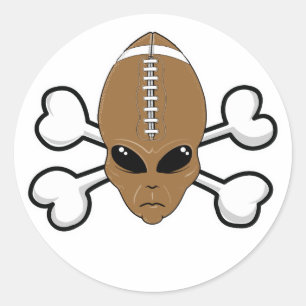 Sticker Rond football extraterrestre Crâne et os croisés