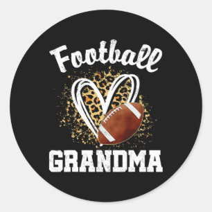 Sticker Rond Football Grand-mère Leopard Coeur