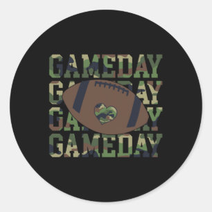 Sticker Rond Football Jeu Jeu Jour Camo Drapeau Patriotique Usa
