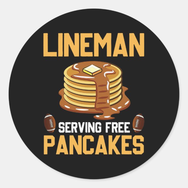 Sticker Rond Football Lineman Servant Des Pancakes Daily Offens (Devant)