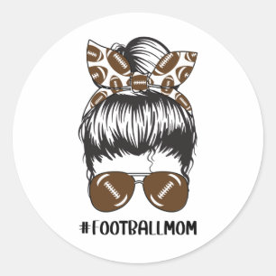 Sticker Rond Football Maman Messy Bun Lunettes de soleil Cheveu