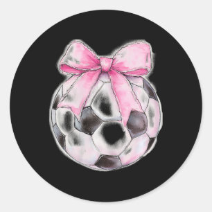 Sticker Rond Football Ruban Rose Coquette Élégant Filles