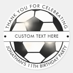 Sticker Rond Football Thème Anniversaire Fête Merci
