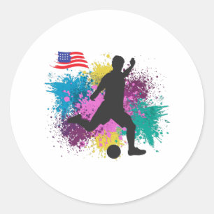 Sticker Rond Football USA Grungy Couleur Splashes
