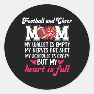 Sticker Rond Footll et Cheer Maman Fière Cheerleading et Footll
