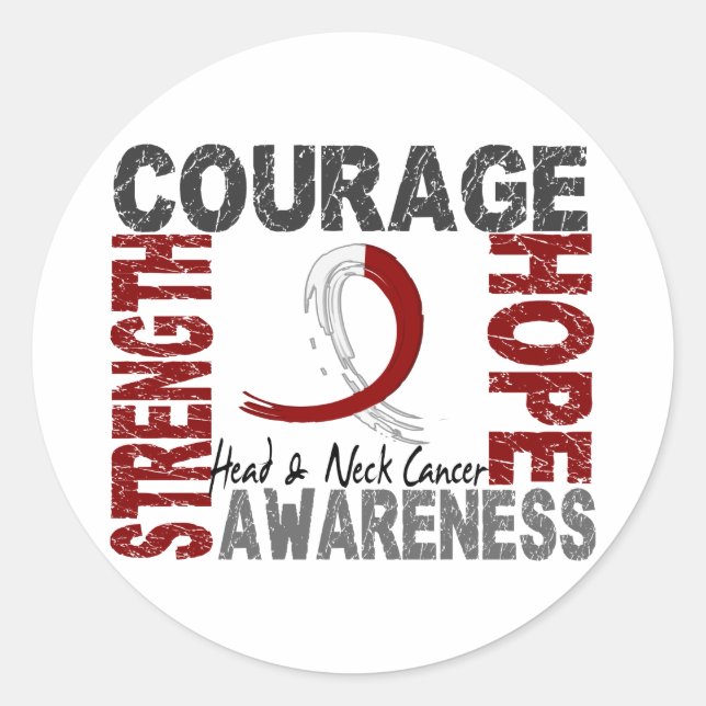 Sticker Rond Force Courage Espoir Tête Cou Cancer (Devant)