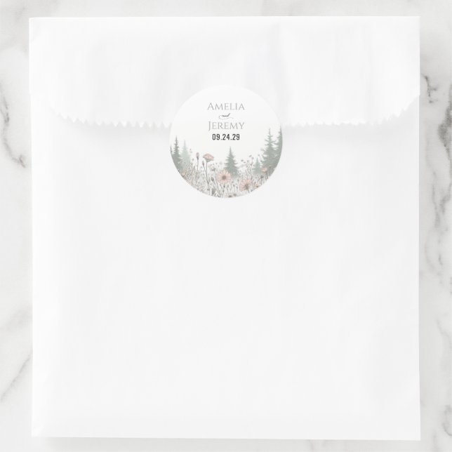 Sticker Rond Forest Meadow Wedding (Sac)