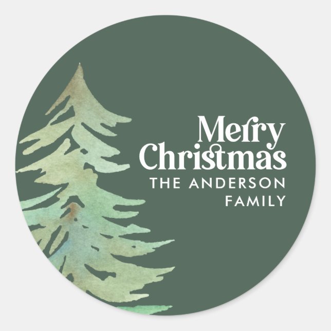 Sticker Rond Forêt d'eau de Noël (Devant)
