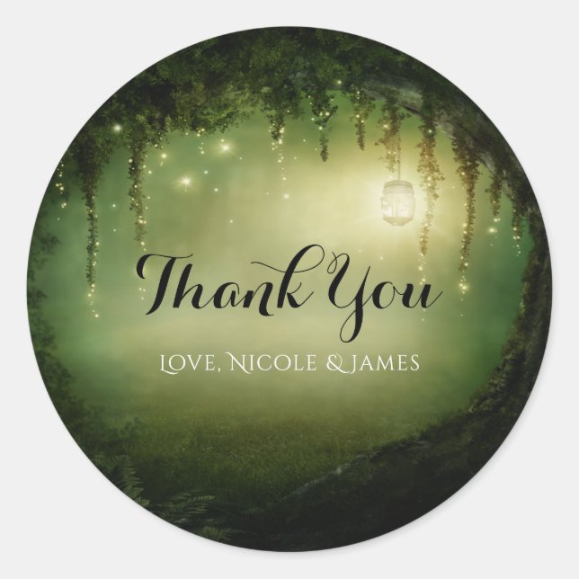 Sticker Rond Forêt enchantée Romantique Mariage rustique Faveur (Devant)