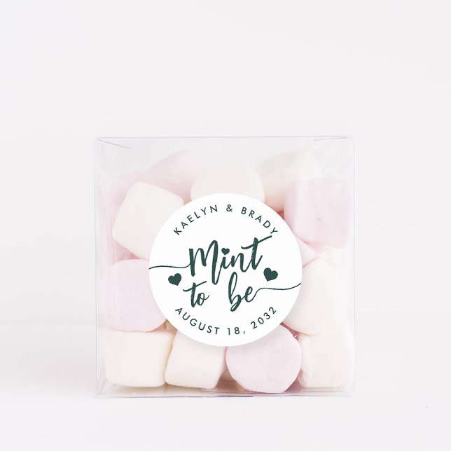 Sticker Rond Forêt Green Mint à être personnalisée Mariage Fave (Créateur téléchargé)