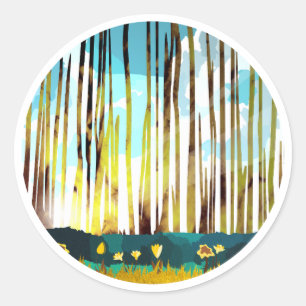 Sticker Rond Forêt matinale