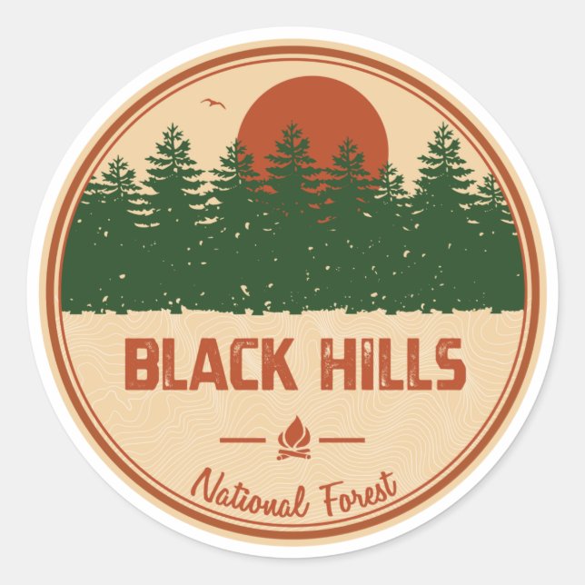Sticker Rond Forêt nationale de Black Hills (Devant)