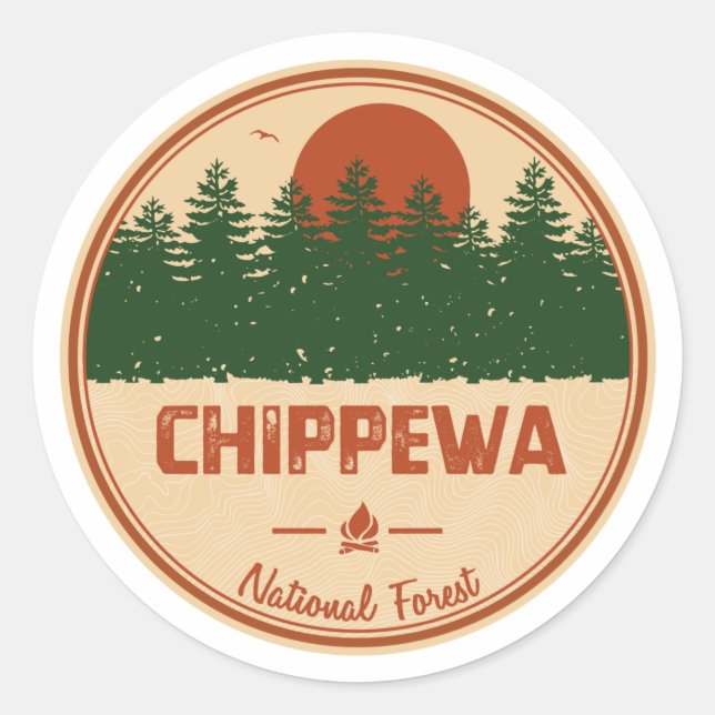 Sticker Rond Forêt nationale de Chippewa (Devant)