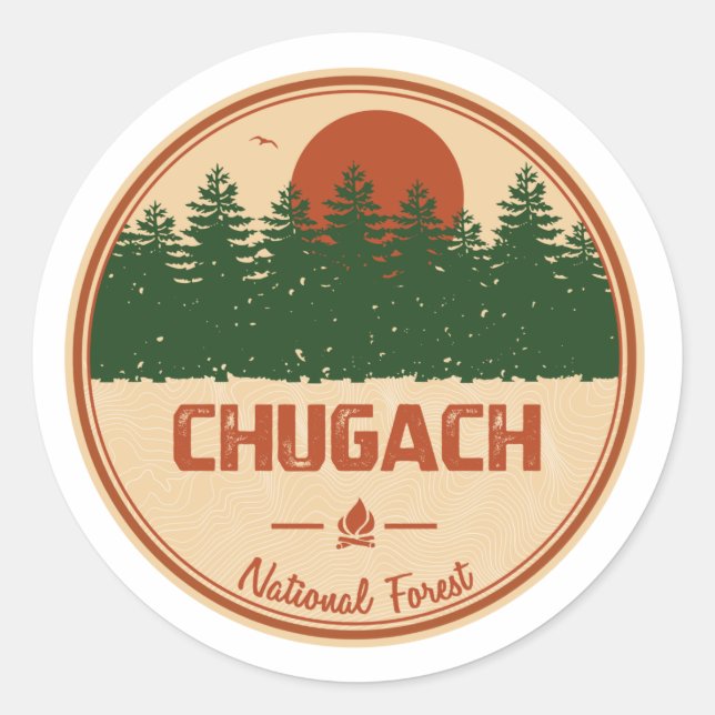 Sticker Rond Forêt nationale de Chugach (Devant)