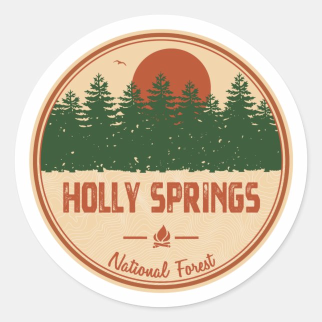 Sticker Rond Forêt nationale de Holly Springs (Devant)