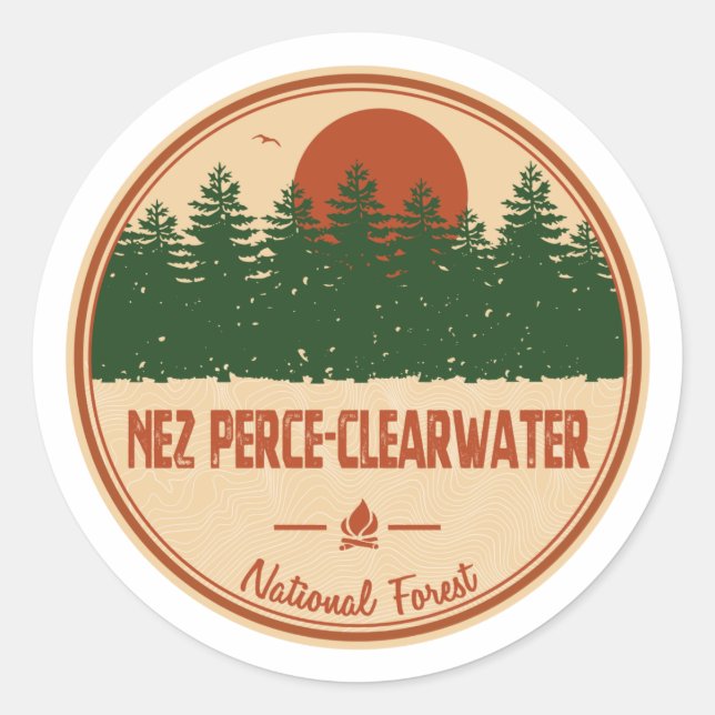 Sticker Rond Forêt nationale de Nez Perce-Clearwater (Devant)