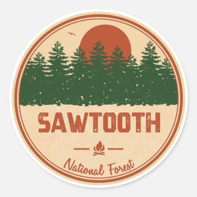 Sticker Rond Forêt nationale de Sawtooth (Devant)