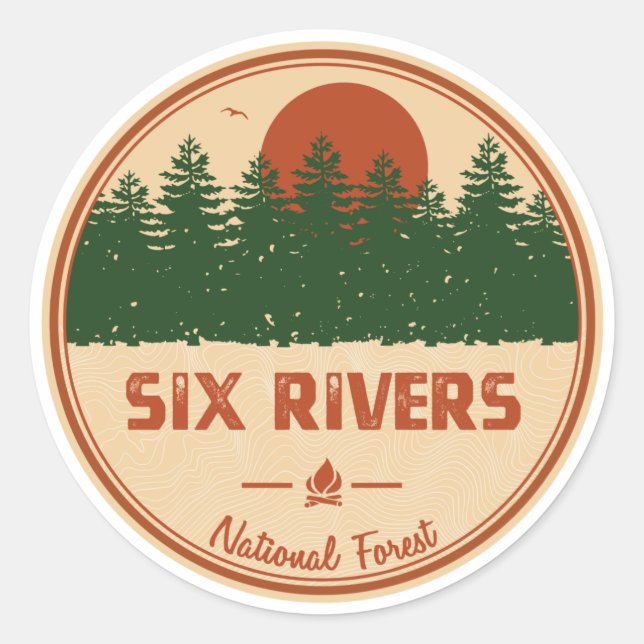 Sticker Rond Forêt nationale de Six Rivers (Devant)