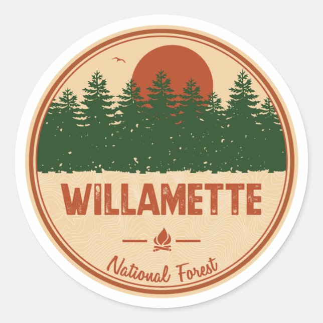 Sticker Rond Forêt nationale de Willamette (Devant)