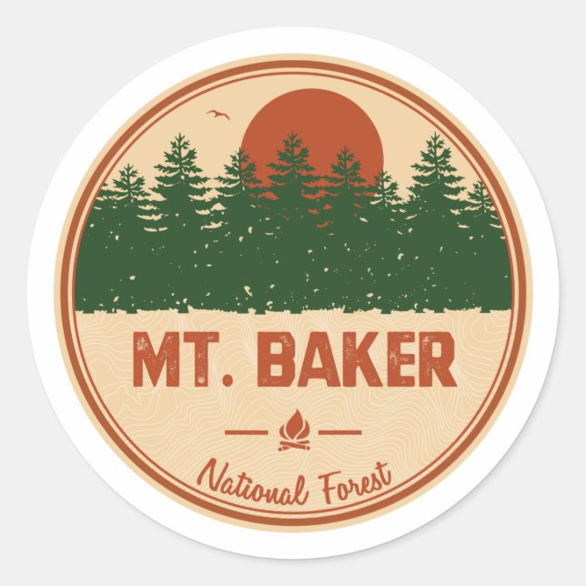 Sticker Rond Forêt nationale du Mont-Baker (Devant)