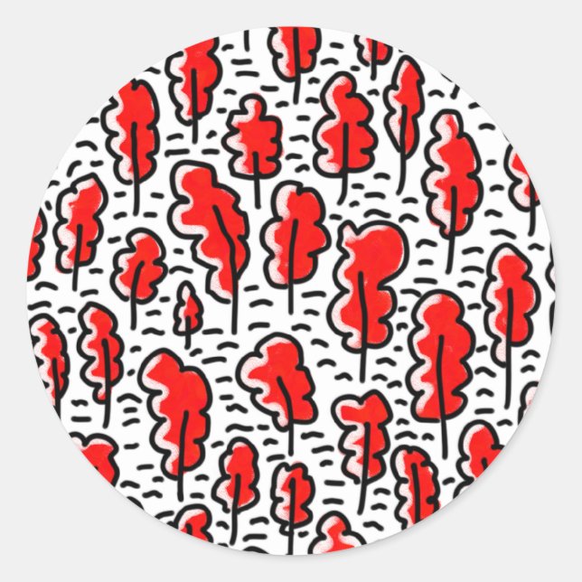 Sticker Rond Forêt Rouge (Devant)
