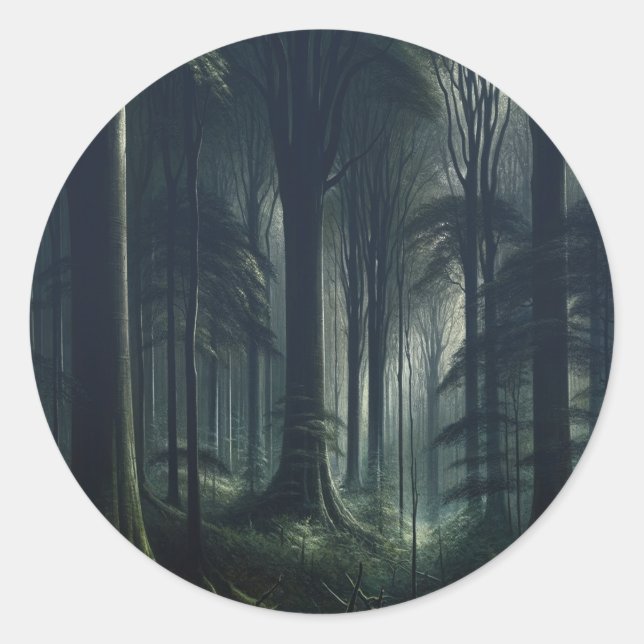 Sticker Rond Forêt sombre au crépuscule Sweet 16 (Devant)