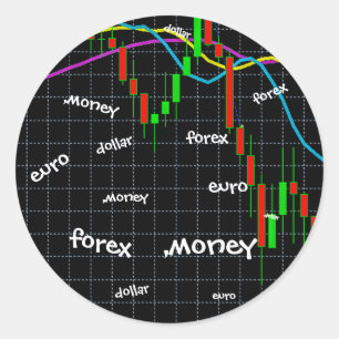 Sticker Rond Forex, argent, euro, dollar
