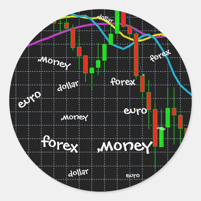 Sticker Rond Forex, money, euro, dollar (Devant)