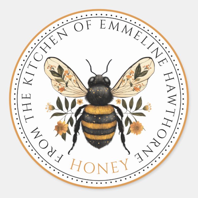 Sticker Rond Form the Kitchen Of Floral Bee Honey Label (Devant)