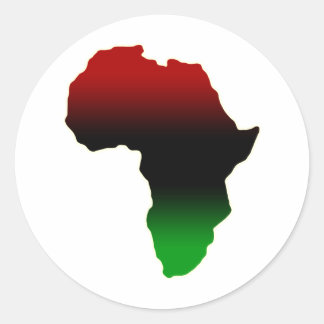 Sticker Rond Forme Afrique rouge, noire et verte