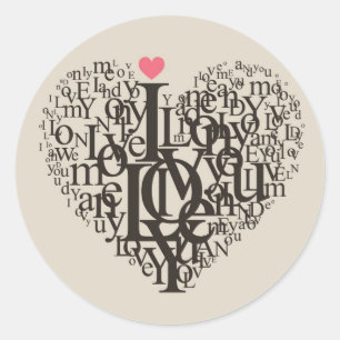 Sticker Rond Forme cardiaque à partir de lettres