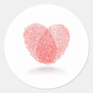 Sticker Rond forme rouge de coeur d'empreinte digitale