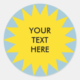 Sticker Rond Forme Sun Burst avec texte personnalisé