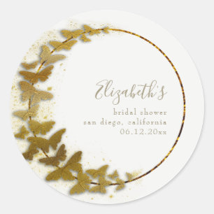 Sticker Rond Formel classique Boho Gold Butterfly Bridal