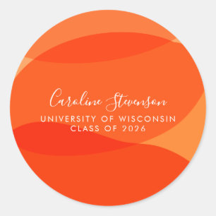 Sticker Rond Formes Abstraites orange modernes Diplôme personna