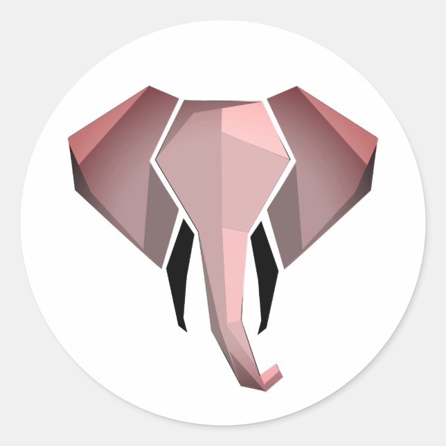 Sticker Rond Formes simples Géométrie Tête d'éléphant (Devant)