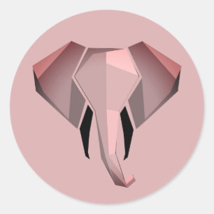 Sticker Rond Formes simples Géométrie Tête d'éléphant