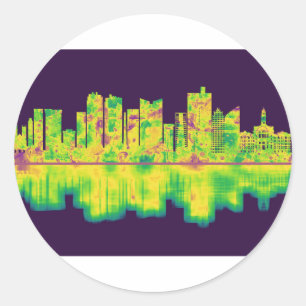 Sticker Rond Fort Worth Texas Skyline