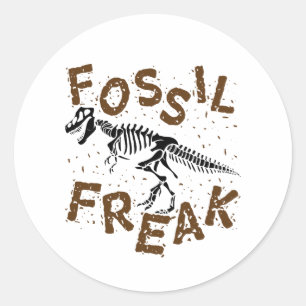 Sticker Rond Fossile Freak Paléontologie Dinosaure Bones