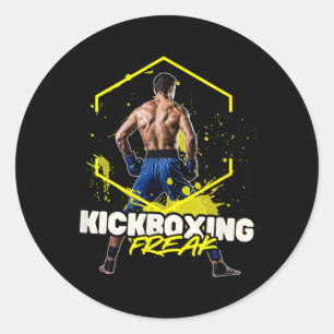 Sticker Rond Fou de kickboxing