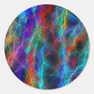Sticker Rond Foudre d'arc-en-ciel