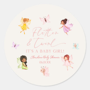 Sticker Rond Fouetter et Tourbillonner Fée Enchantée Baby Showe