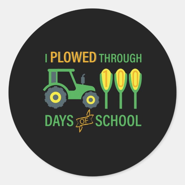 Sticker Rond Fouillé Pendant 100 Jours D'Agriculture De Tracteu (Devant)